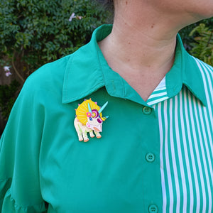 Twinkles the Triceratops Brooch